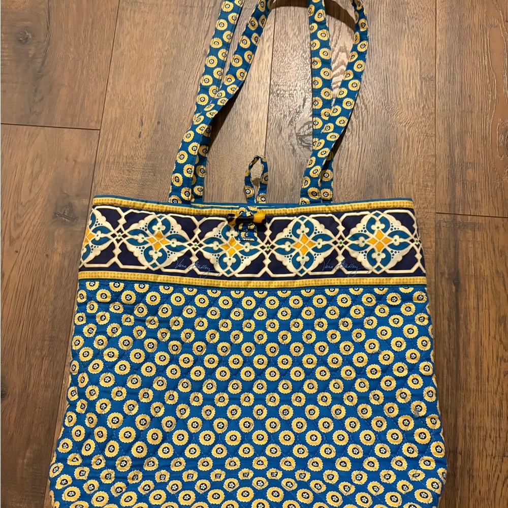 Vera Bradley Blue and Yellow Quilted Tote Bag